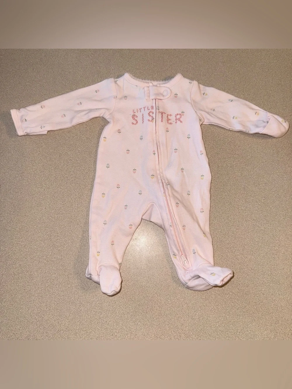 Carter’s Preemie Baby Girl Sleeper Pajamas Little Sister Floral Print Two Way Zi
